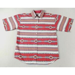 Vintage Adobe Rose Shirt Mens Medium Multicolor Southwestern Short Sleeve 90s